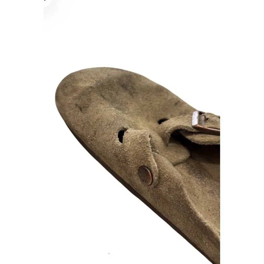 Birkenstock Boston Suede Clog Sandals Beige Men’s Buckle EU 42 US 9